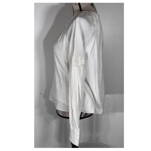 JOIE Mitney Embroidered Peasant Blouse Lined Damask Floral White Cotton Size S - Picture 3 of 6